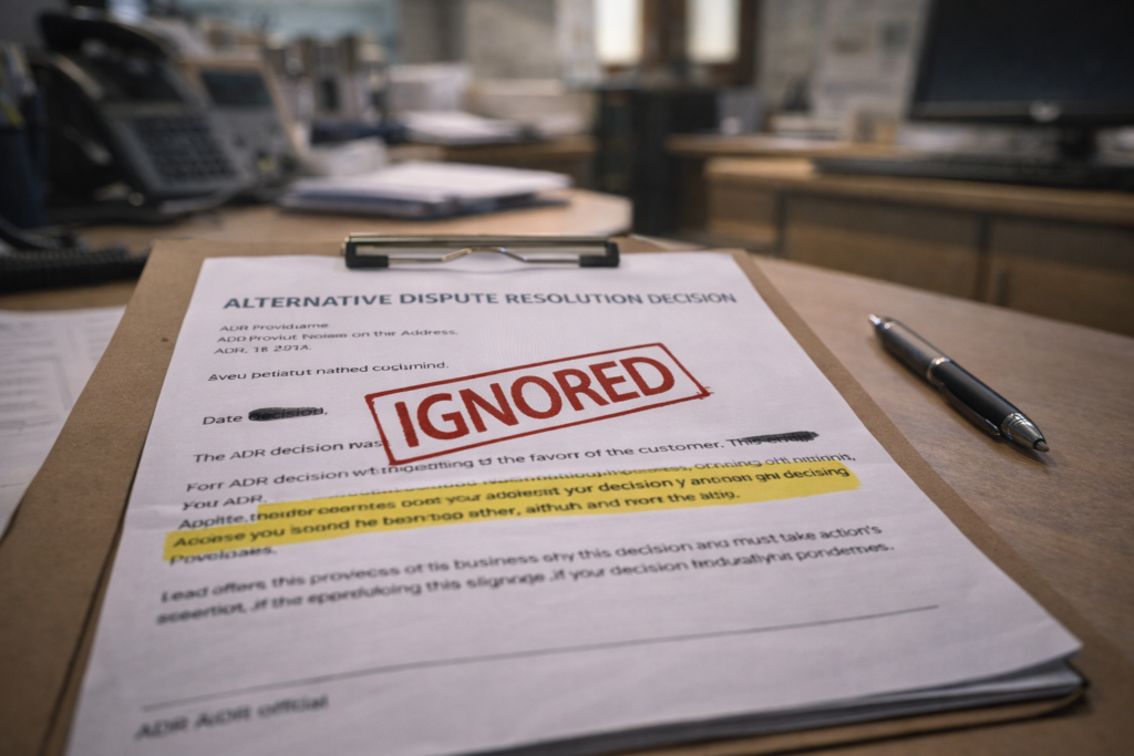 ADR decision ignored by business