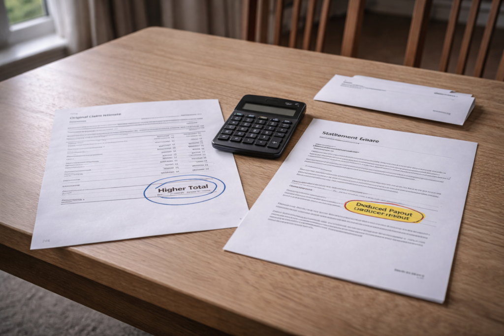 Insurer reduces payout without explanation