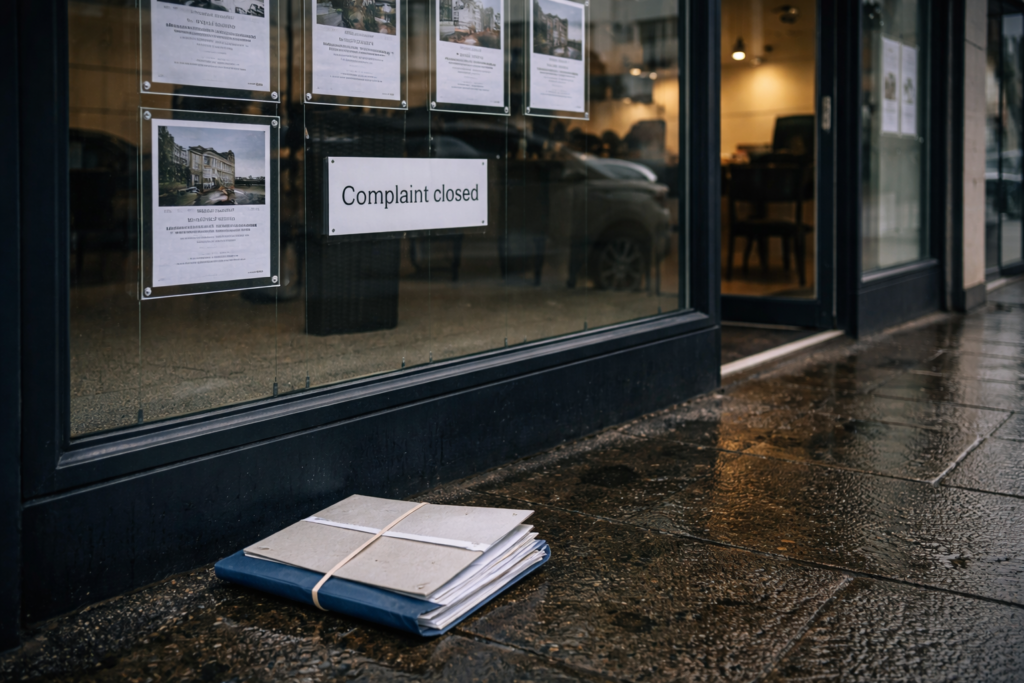 Letting agent closed complaint without action