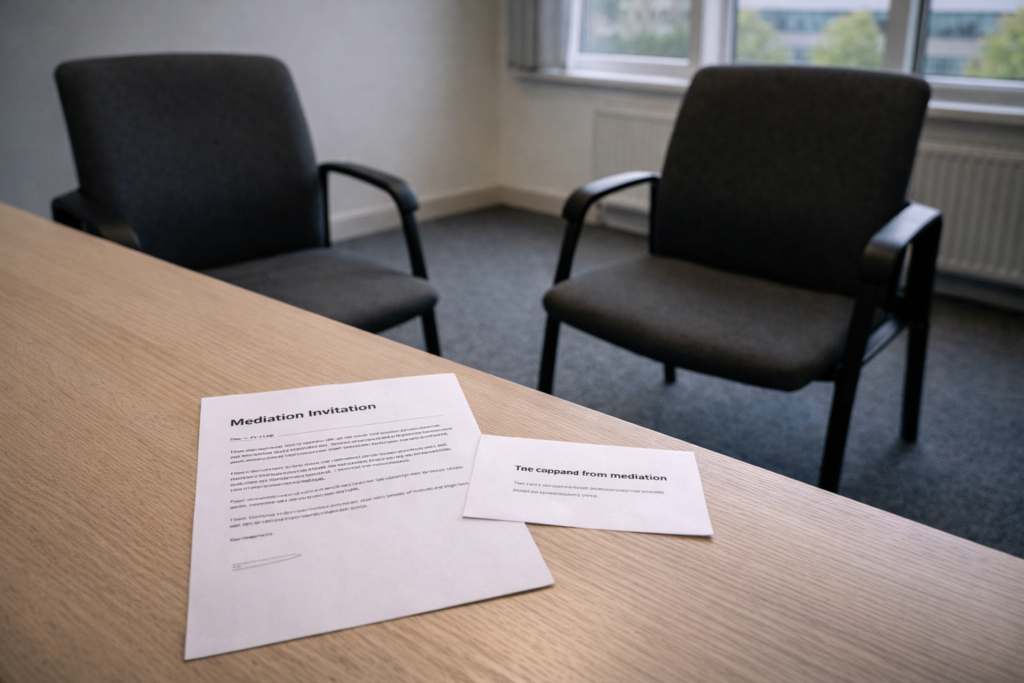 Company requests mediation then withdraws